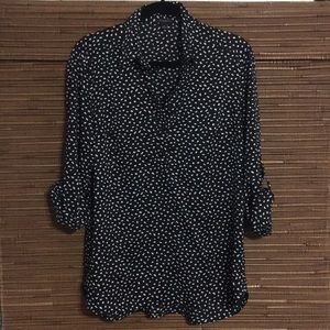 Camp shirt, black with white spots